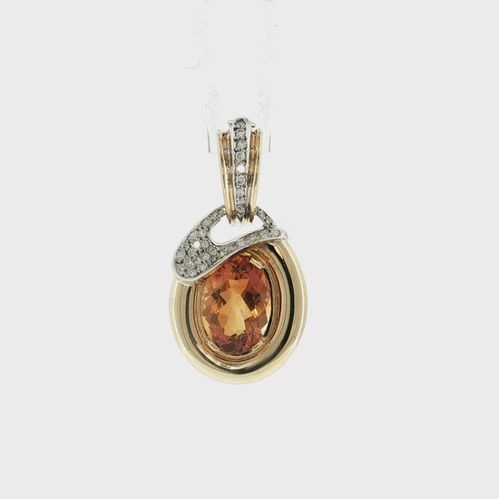 A Late 20th-Century 18 Karat Two Tone Citrine and Diamond Clip Pendant
