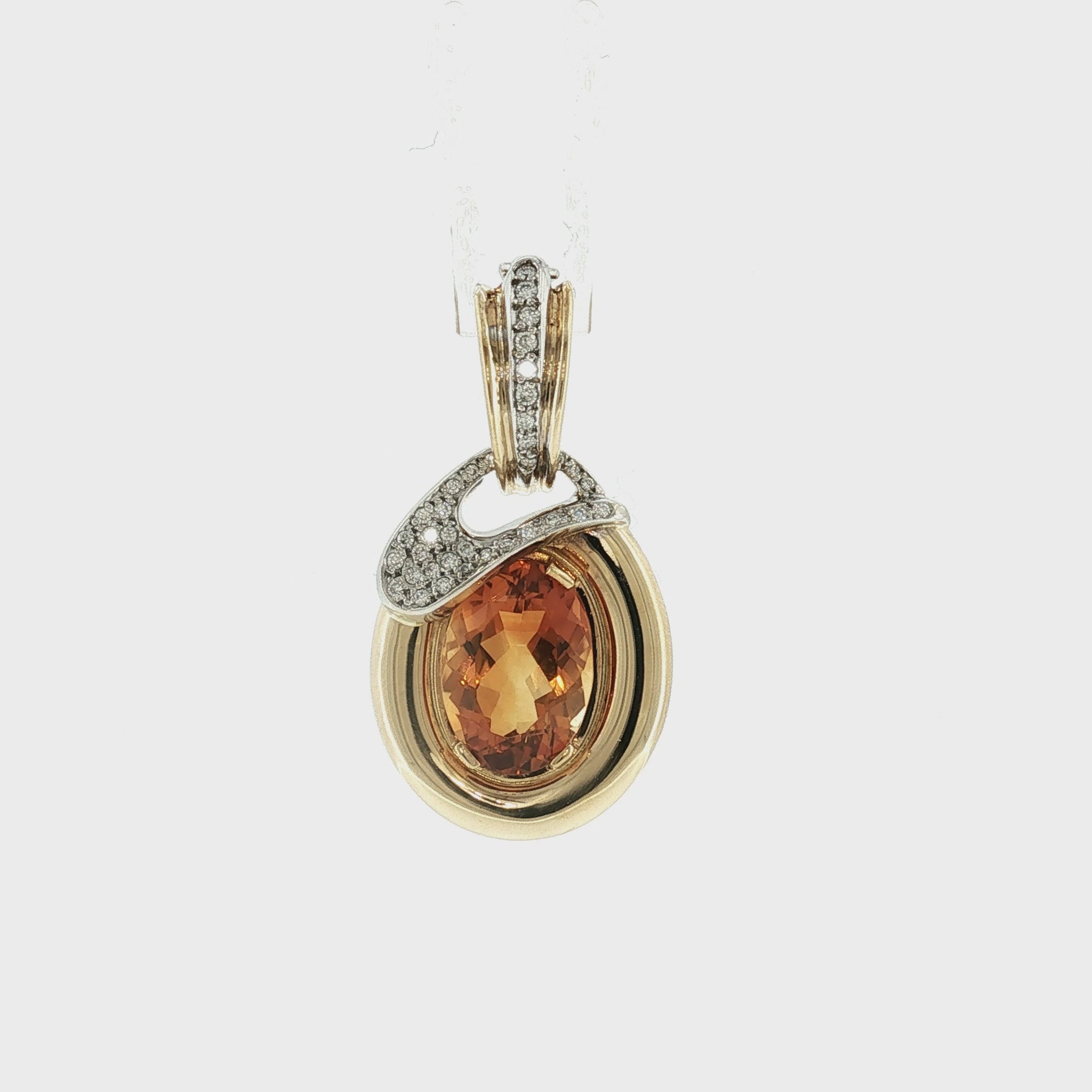 A Late 20th-Century 18 Karat Two Tone Citrine and Diamond Clip Pendant