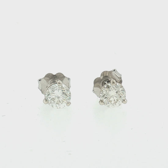 14K White Gold Diamond Earrings 0.95ct Total Weight