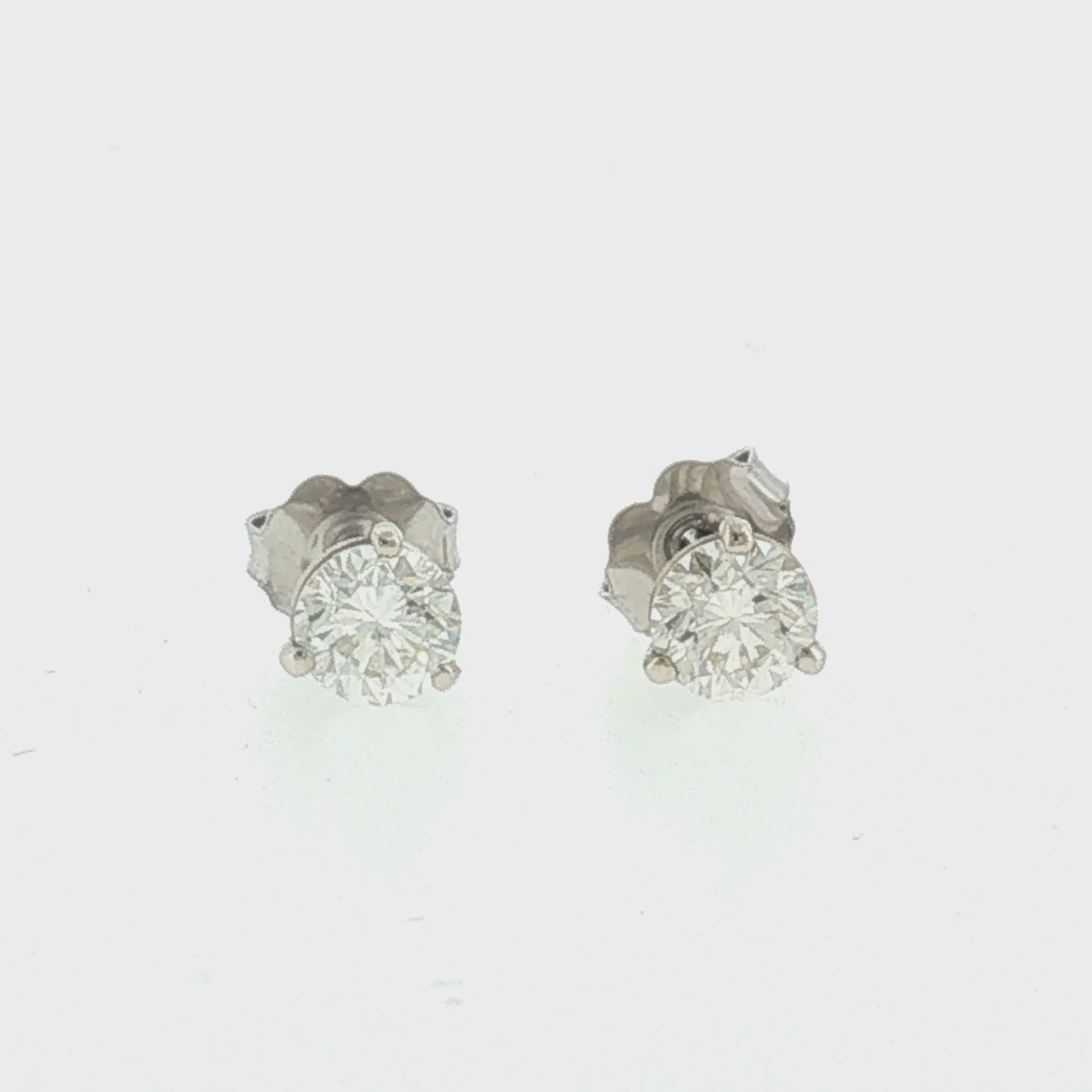 14K White Gold Diamond Earrings 0.95ct Total Weight