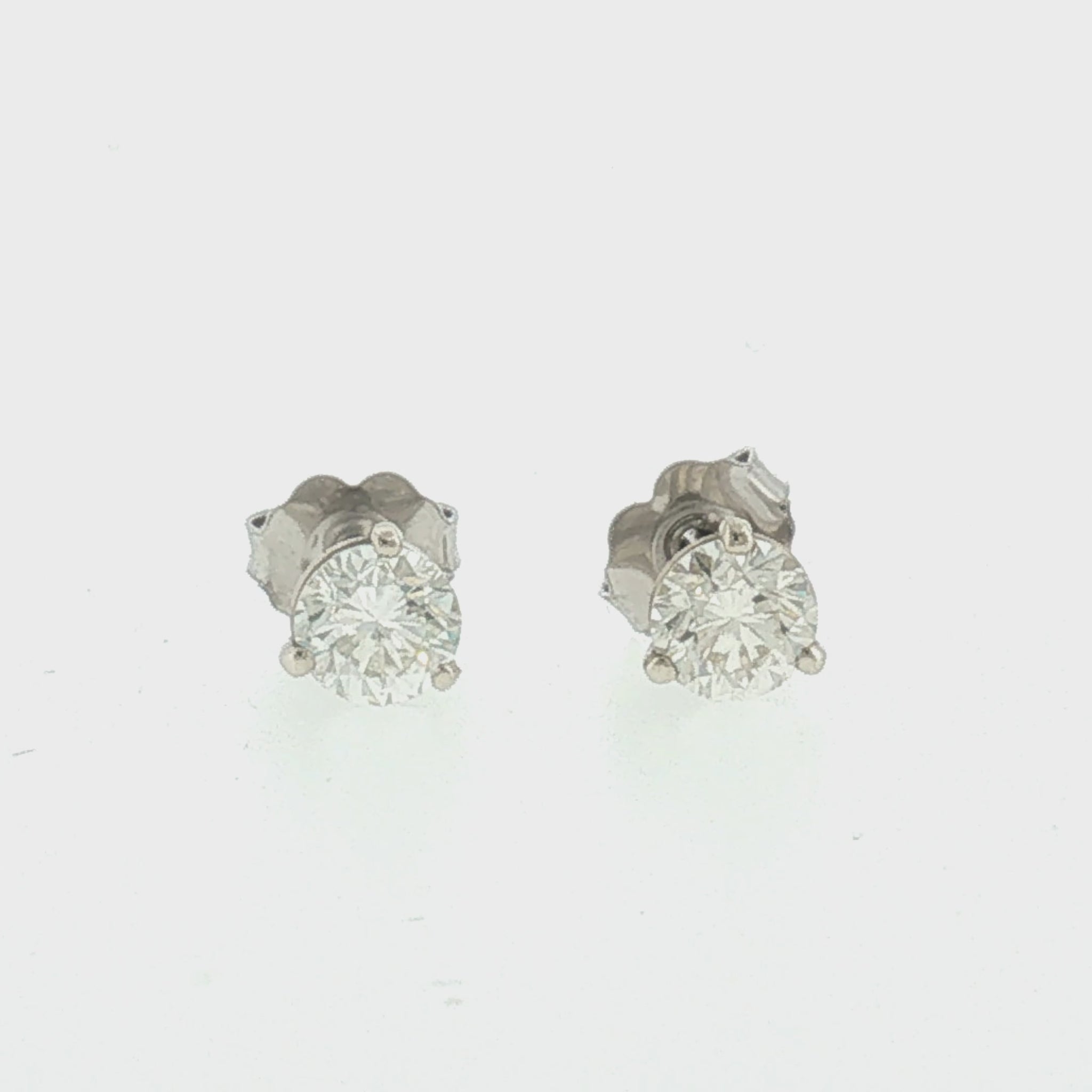 14K White Gold Diamond Earrings 0.95ct Total Weight