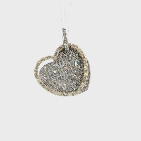 Late 20th Century 14K Two Tone 150 Diamonds Weighing 1 Carat  Pave Pendant