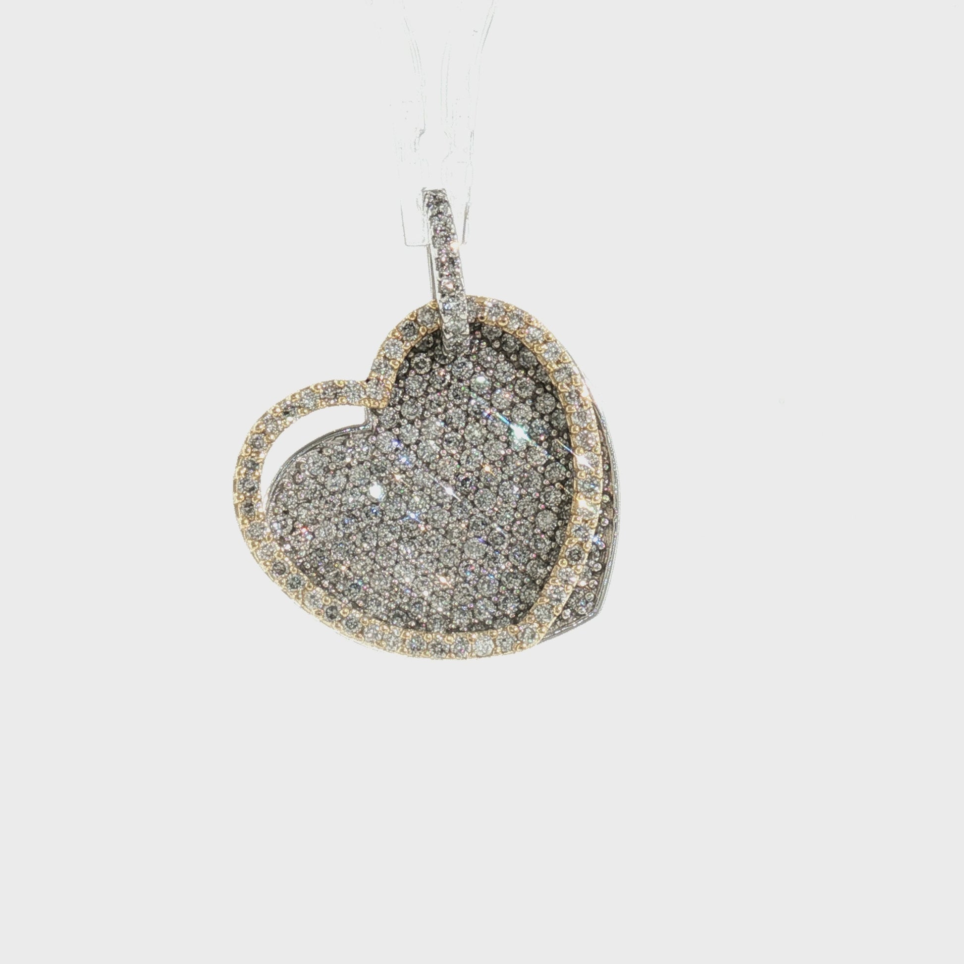 Late 20th Century 14K Two Tone 150 Diamonds Weighing 1 Carat  Pave Pendant