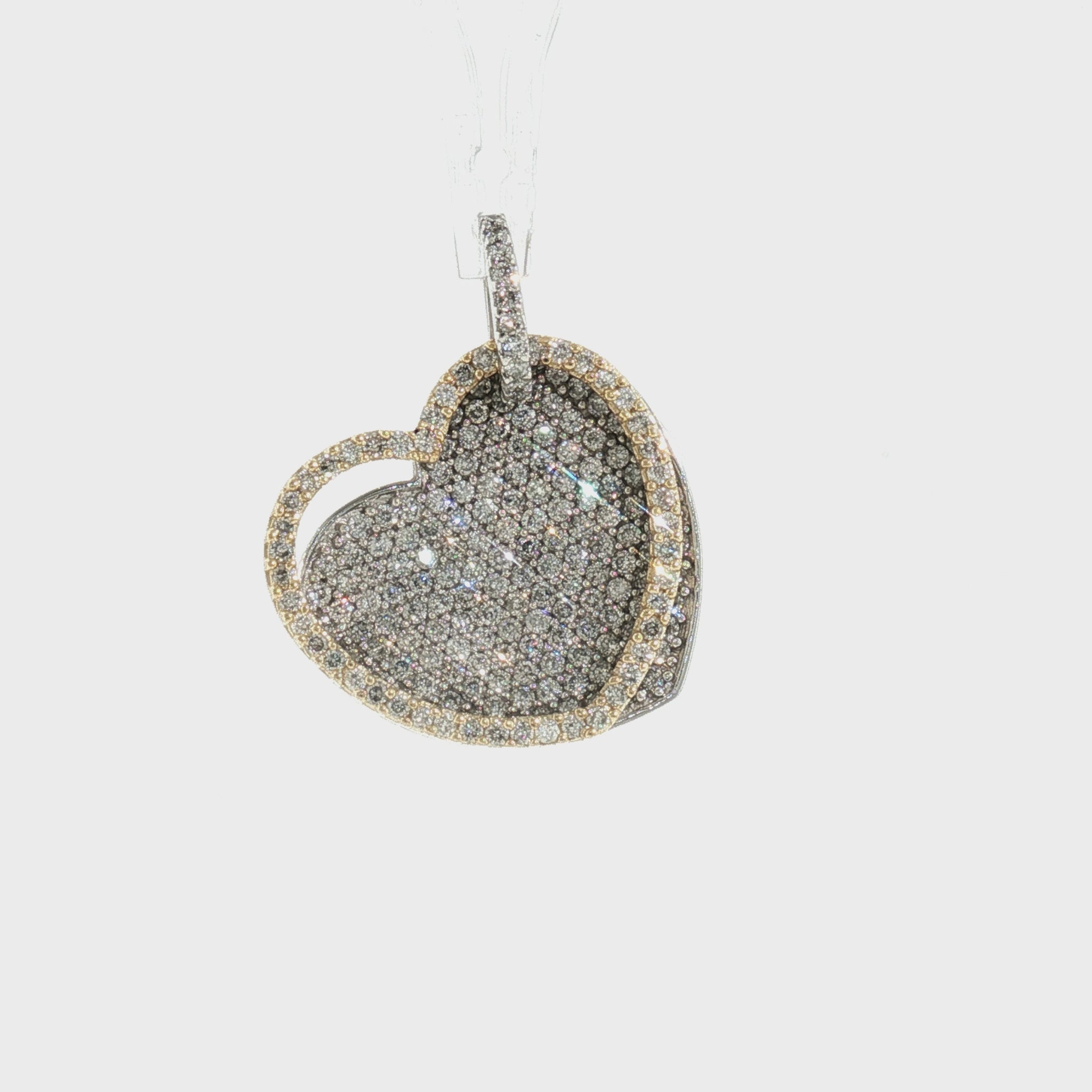 Late 20th Century 14K Two Tone 150 Diamonds Weighing 1 Carat  Pave Pendant