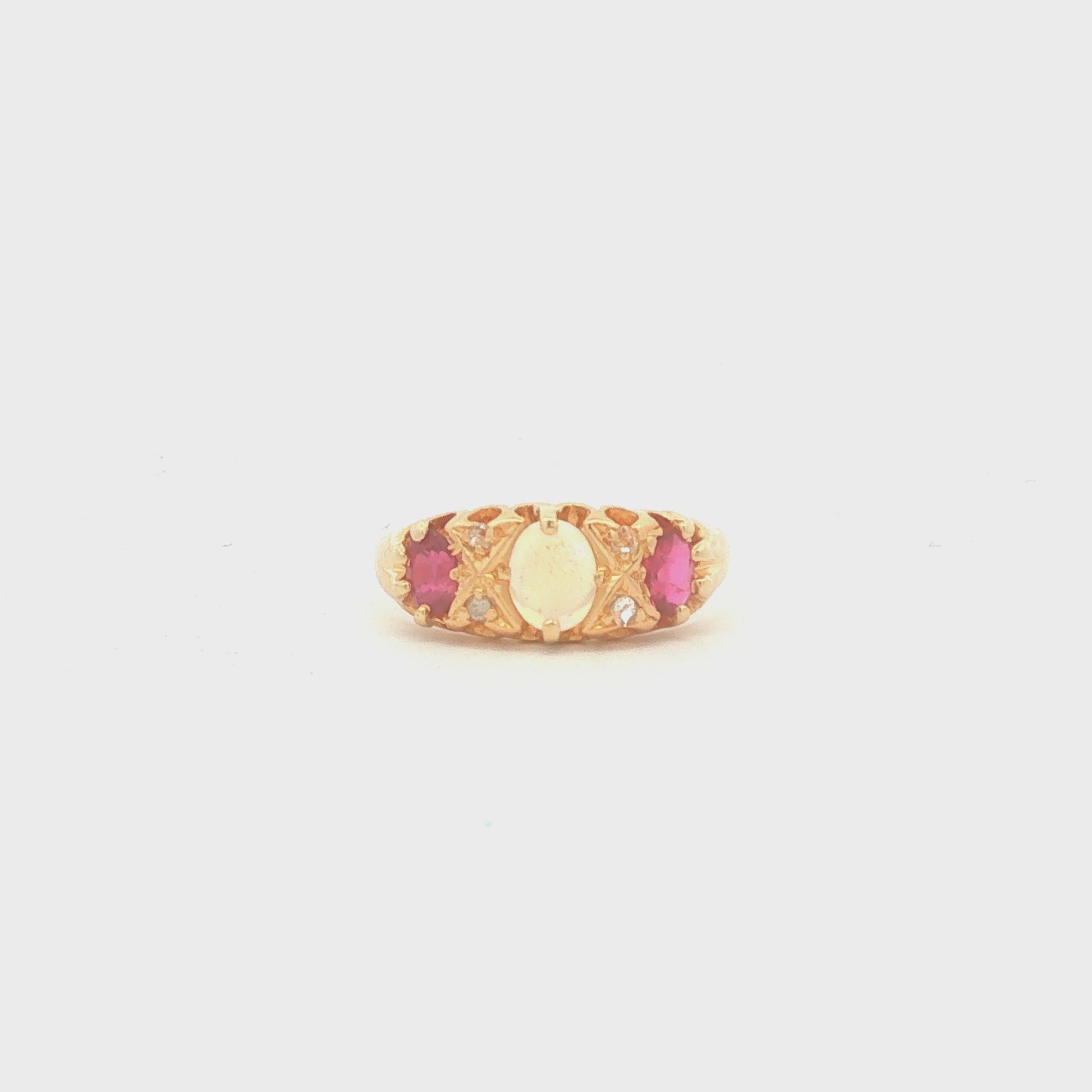 17K Gold Opal and Ruby Ring