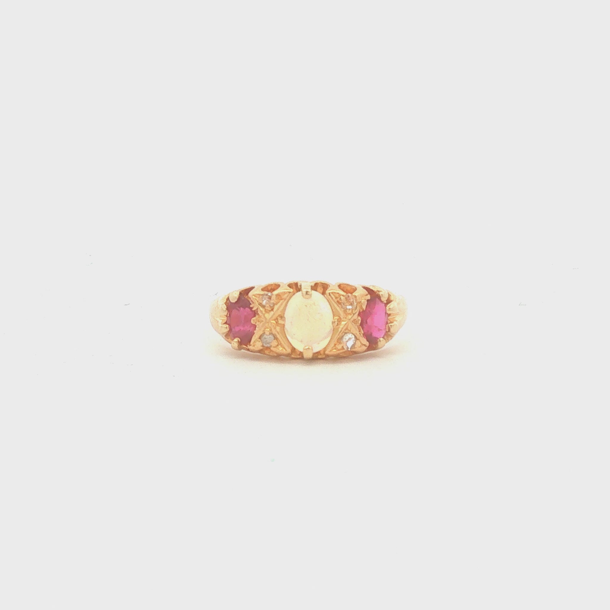 17K Gold Opal and Ruby Ring