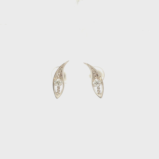 Twisted Leaf Diamond Earrings