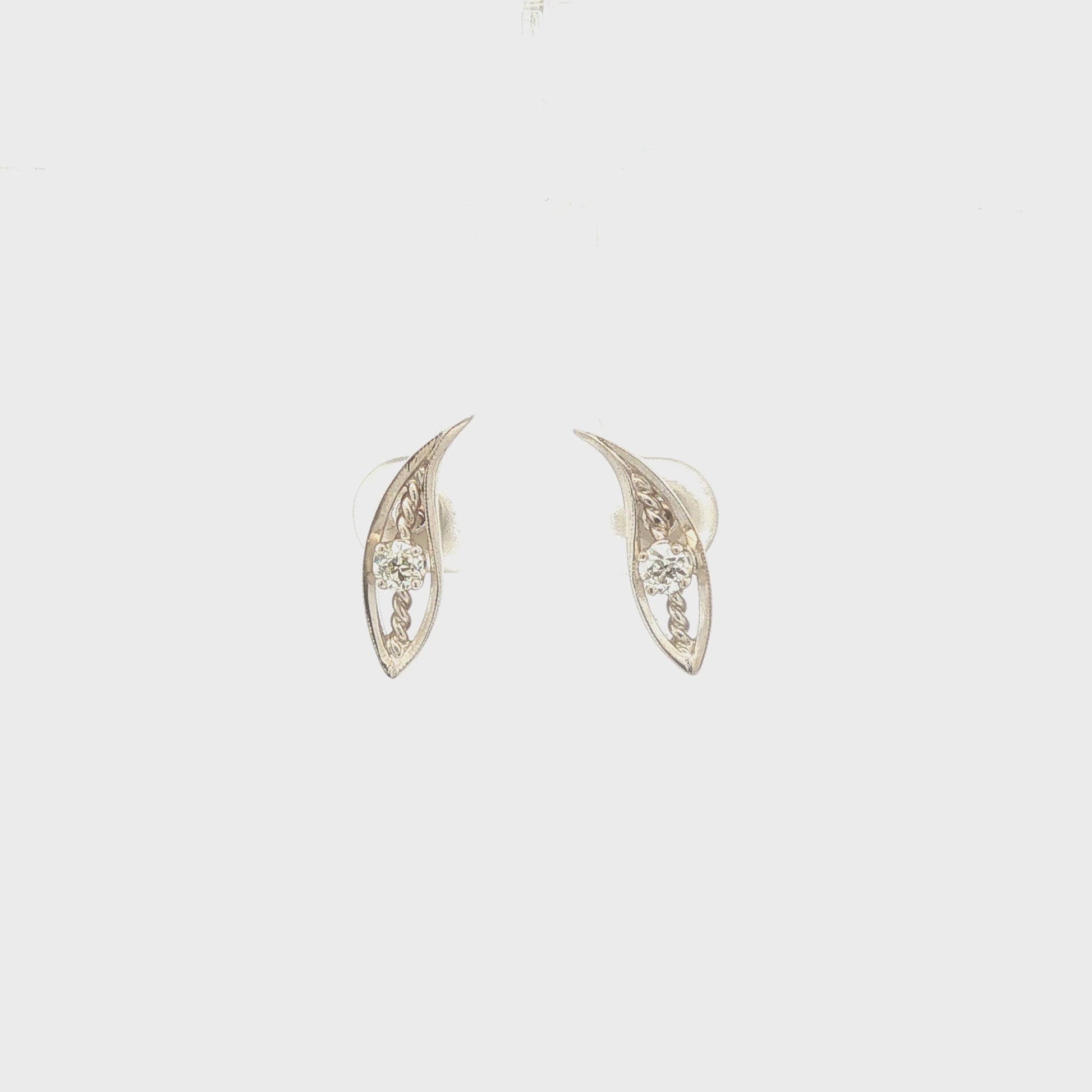 Twisted Leaf Diamond Earrings