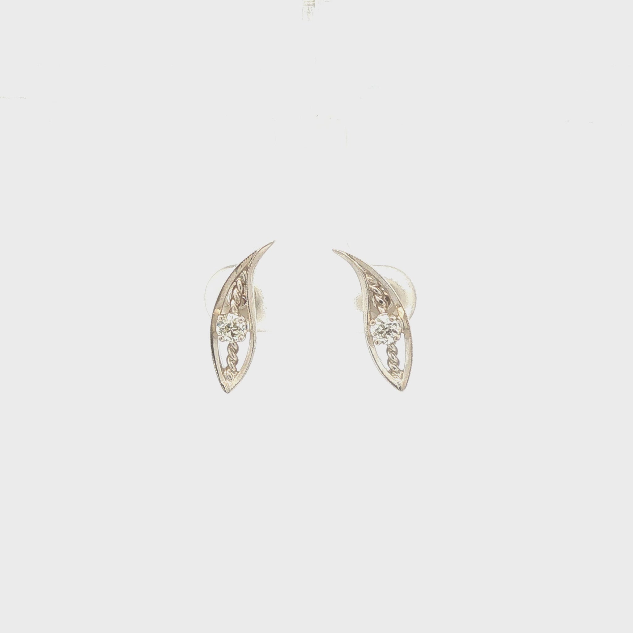 Twisted Leaf Diamond Earrings