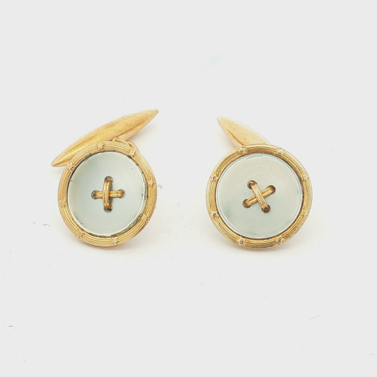 18k yellow gold Mother of Pearl Button Style Cufflinks
