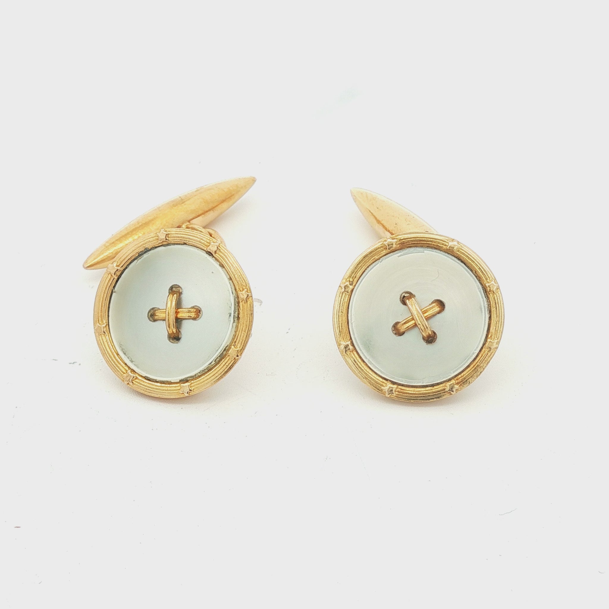18k yellow gold Mother of Pearl Button Style Cufflinks