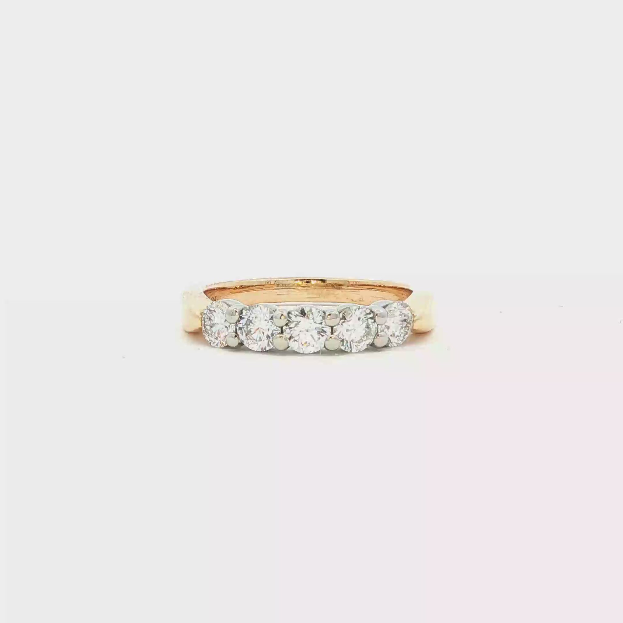 Five diamond two tone wedding ring