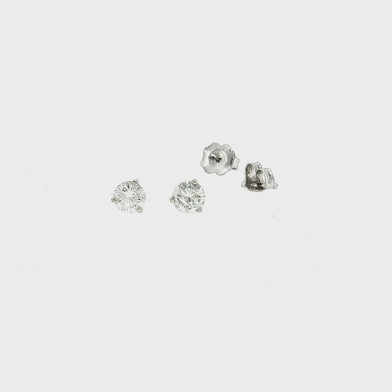 Vintage 14 Karat White Gold Natural .080 Carat Diamond Stud Earrings