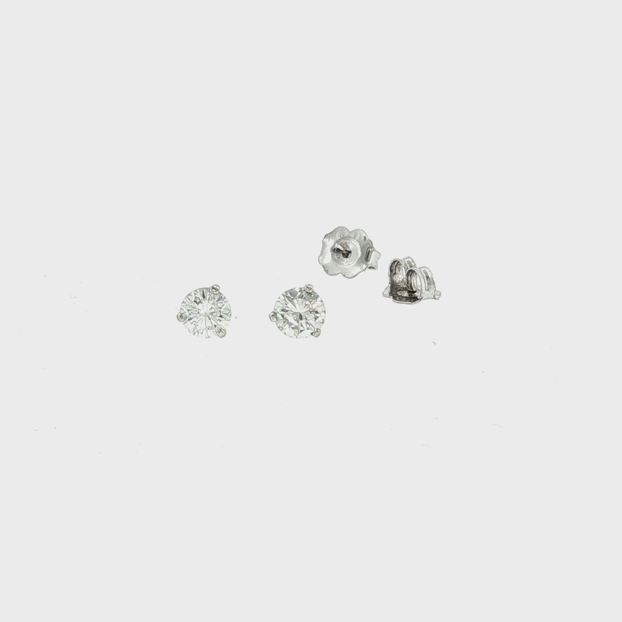 Vintage 14 Karat White Gold Natural .080 Carat Diamond Stud Earrings