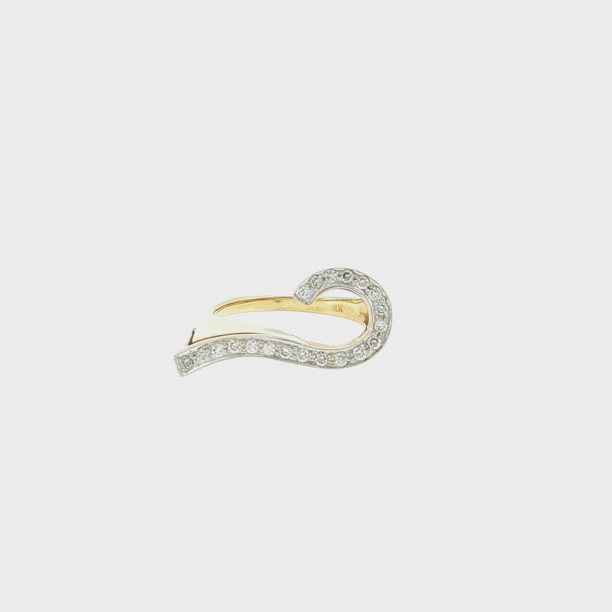 Late 20th-Century 18 Karat Two Tone Diamond Question Mark Ring