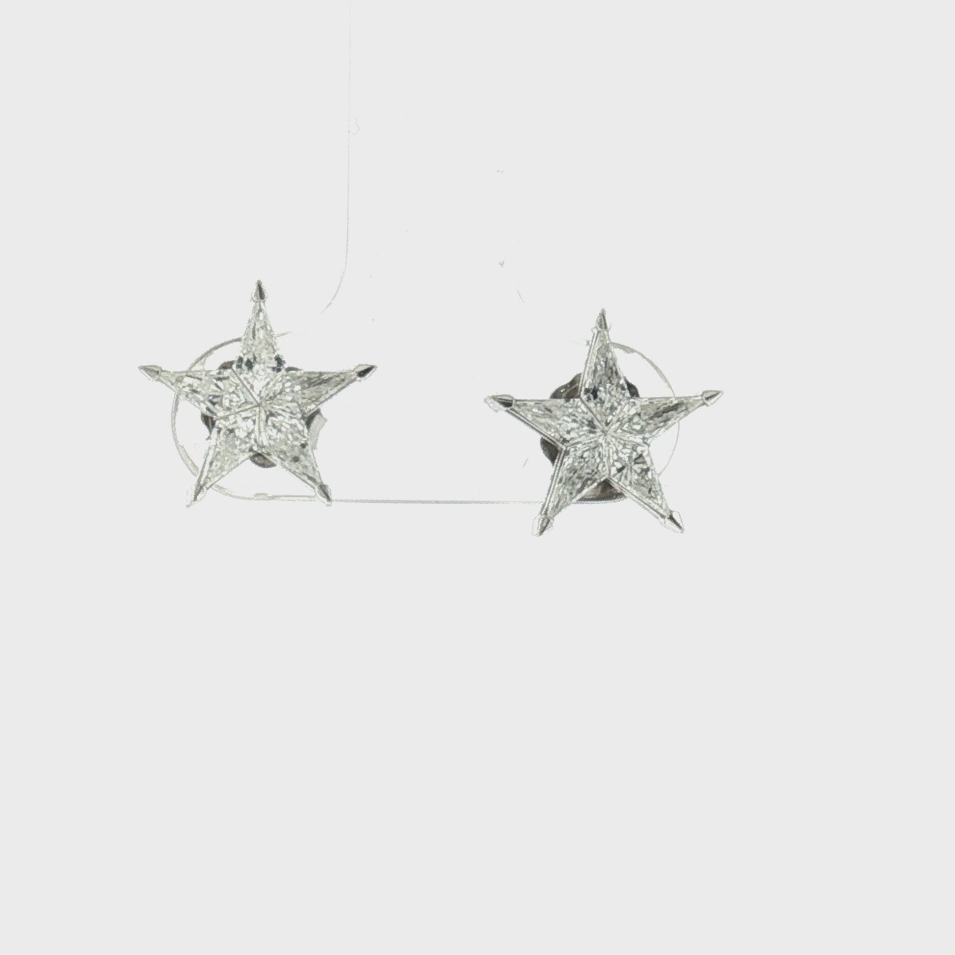 Late 20th-Century 18k White Gold Invisibly Set Star Earrings