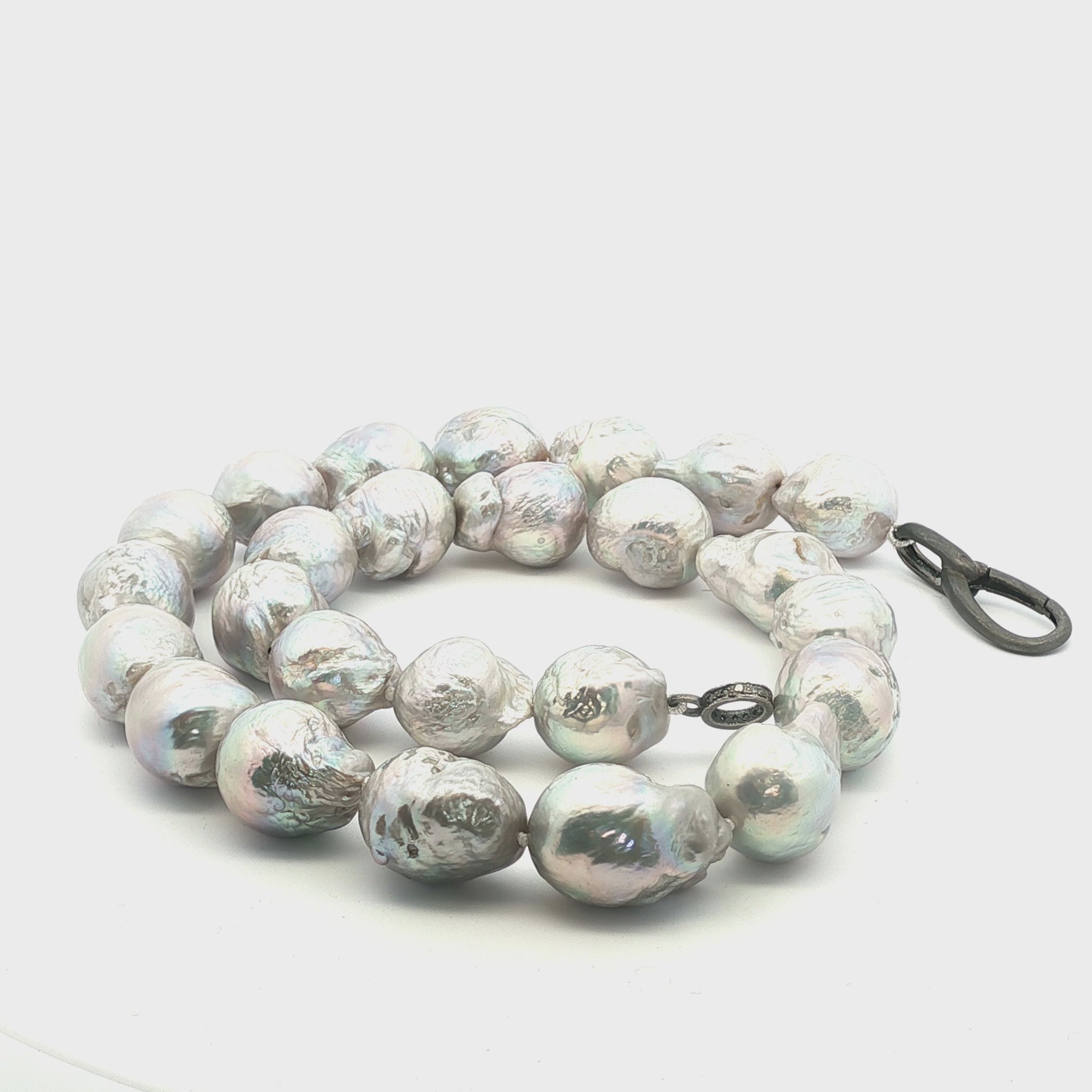 Baroque South Sea iridescent gray cultured pearl necklace