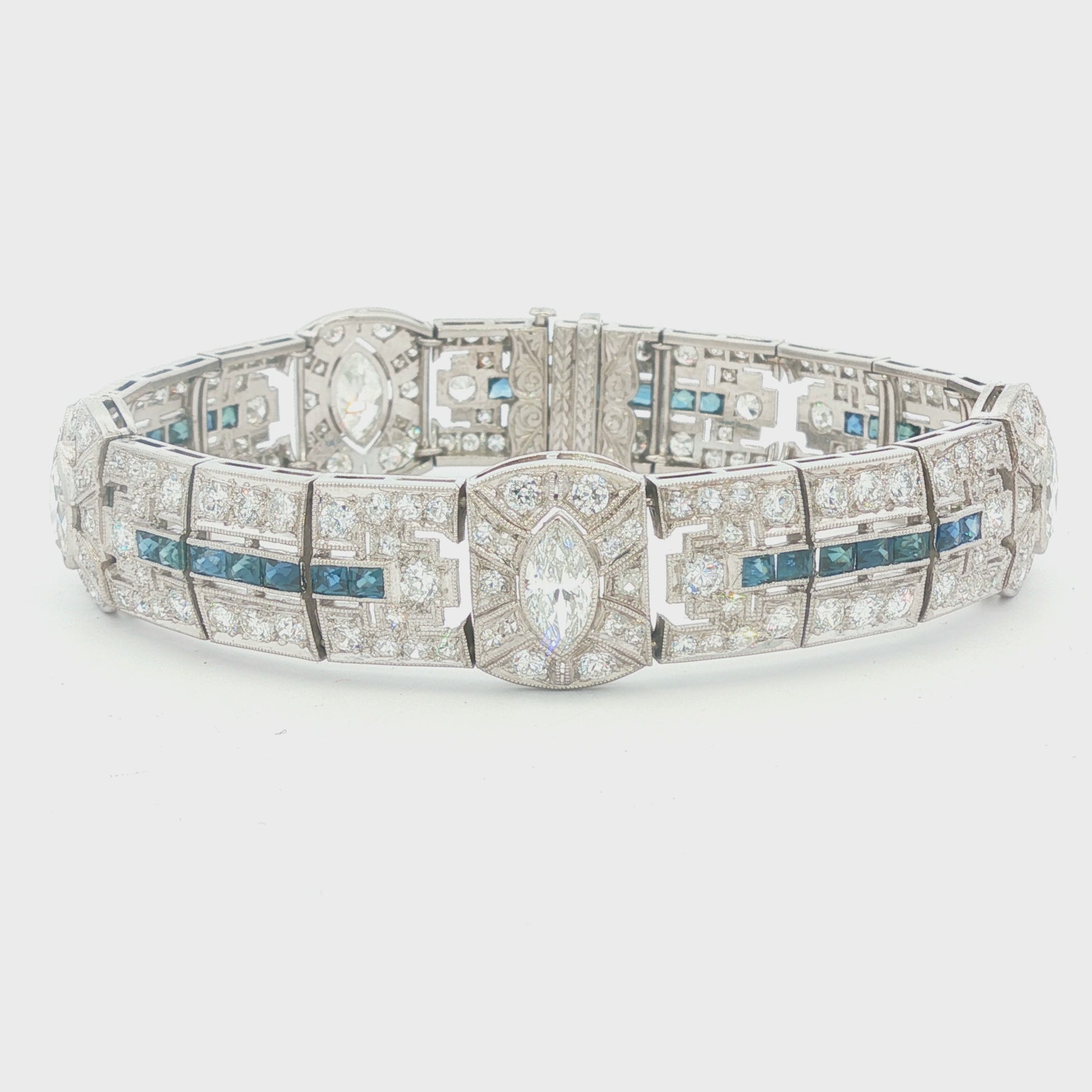 Art Deco Platinum Bracelet with 200 Diamonds weighing 4.4 carats total weight