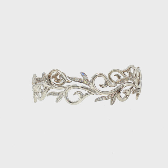 Late 20th century Chad Allison 80 diamond Leaf and Vine Cuff Bracelet