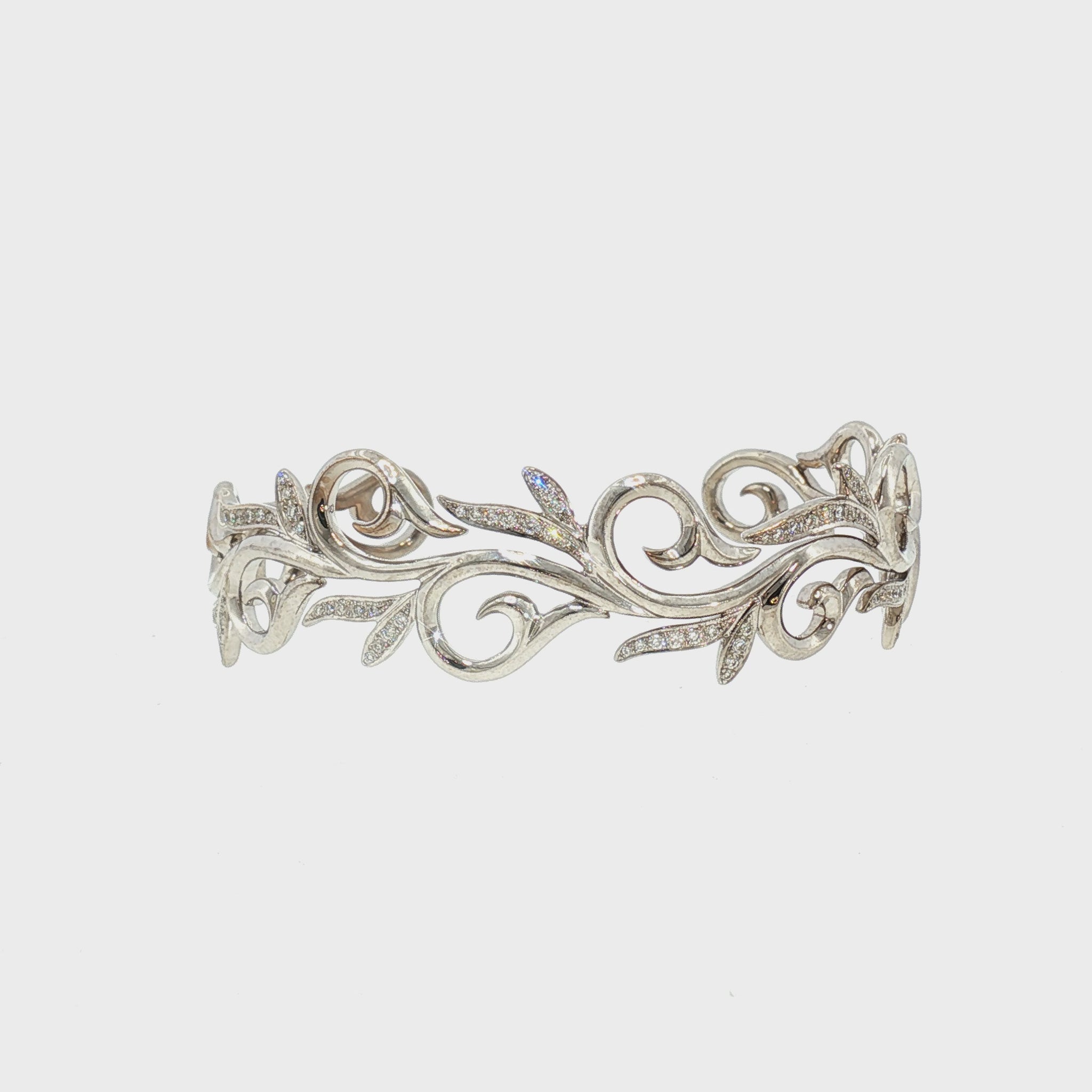 Late 20th century Chad Allison 80 diamond Leaf and Vine Cuff Bracelet