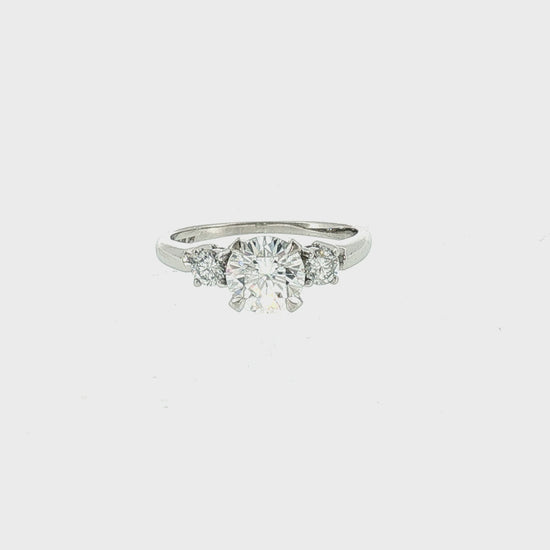 Late 20th Century Platinum 1.18 Carat Brilliant Cut Diamond 3 Across Ring