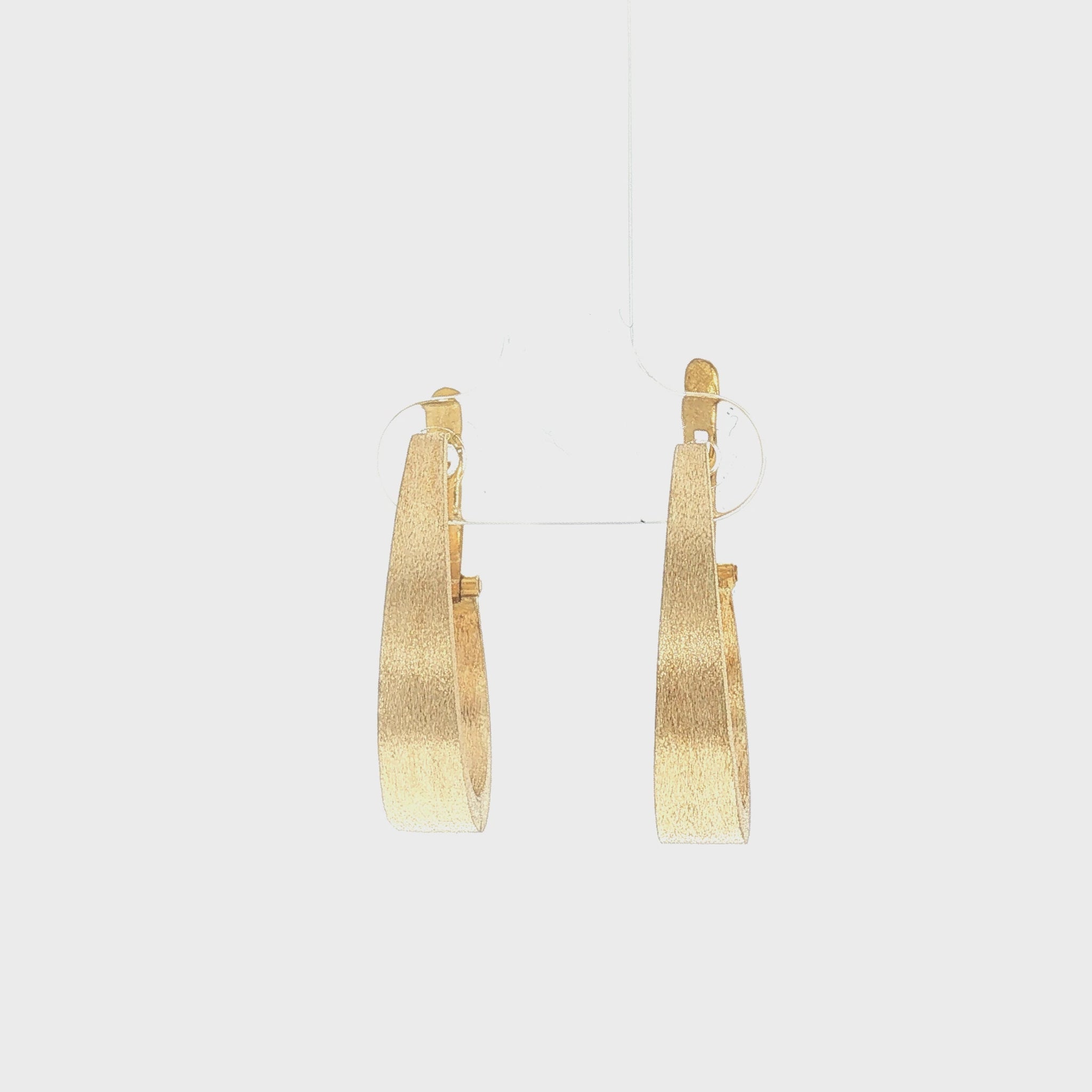 Late 20th Century 18k Yellow Gold Textured J-hoop Earrings