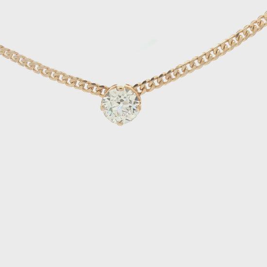 Vintage 1.28 carat Old European Cut Diamond on a 14k Curb Link Chain