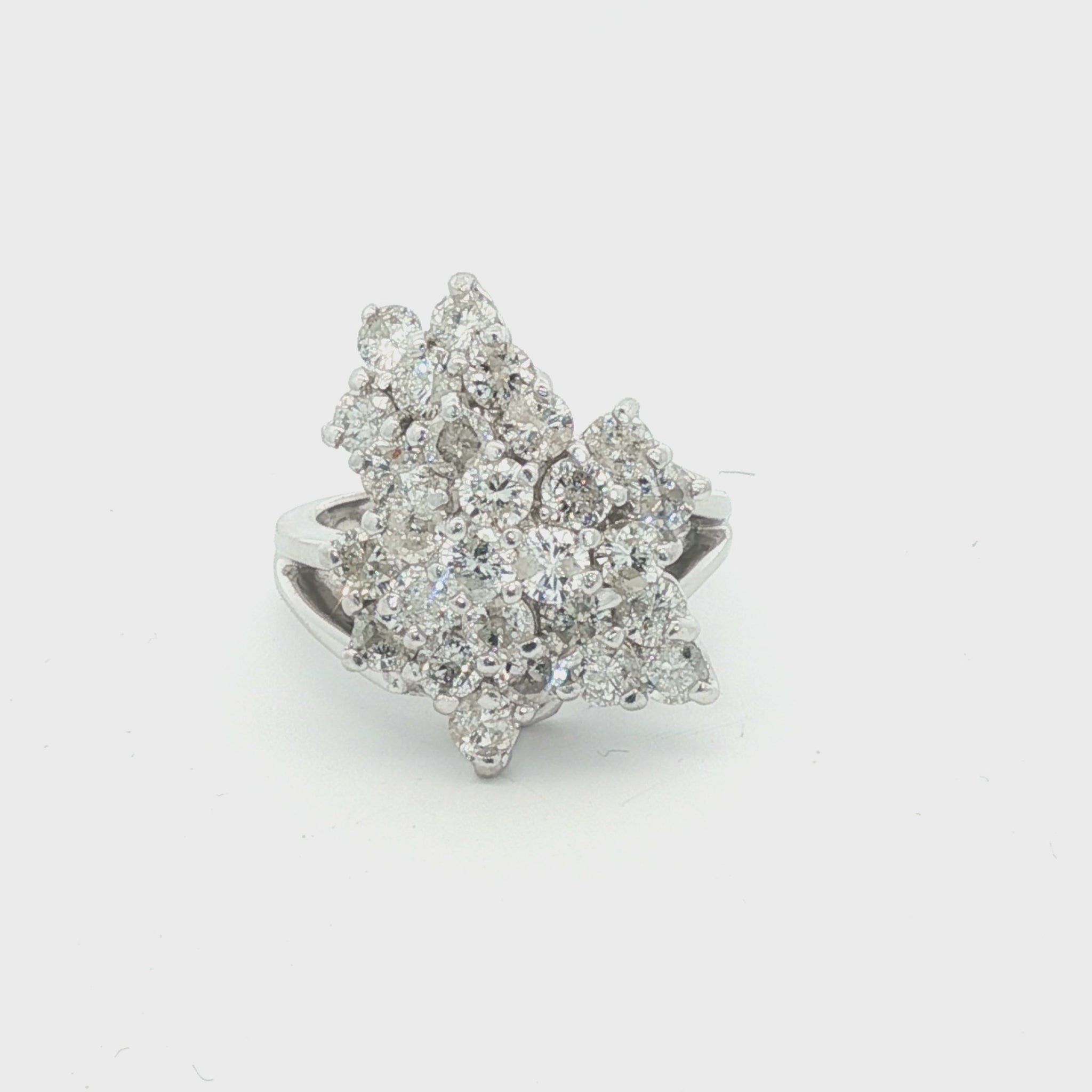 2.5 carat total weight natural diamond cluster dinner ring