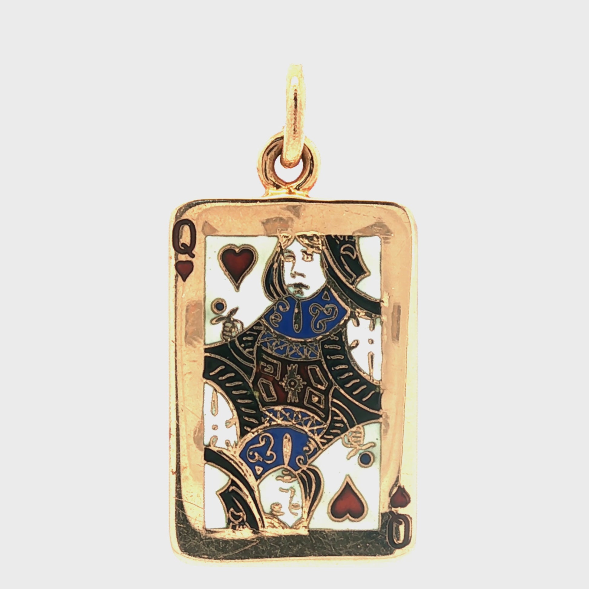 14k Tiffany & Co. Queen of Hearts enameled pendant