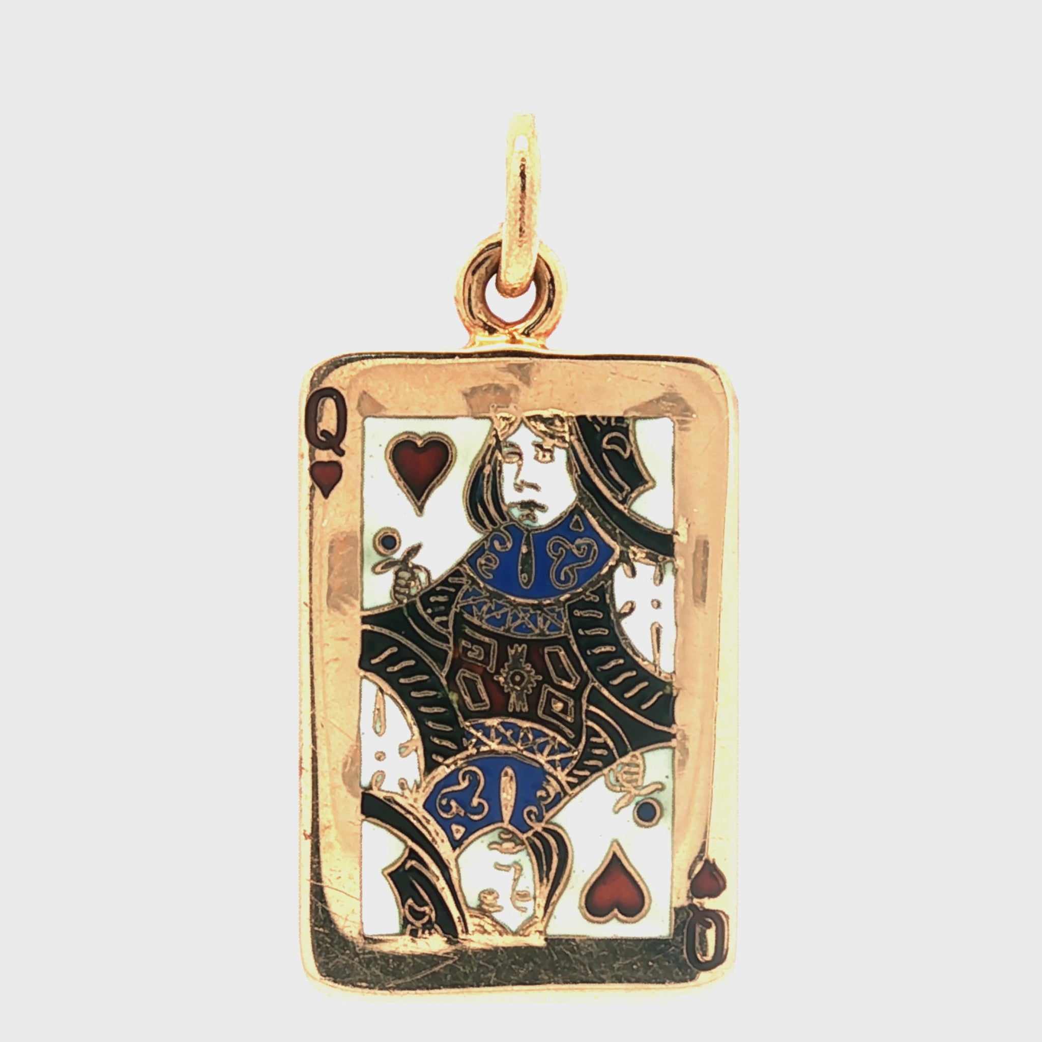 14k Tiffany & Co. Queen of Hearts enameled pendant