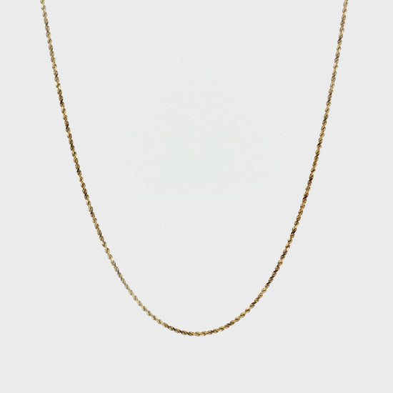 Late 20th-Century 14 Karat Yellow Gold 20" Diamond Cut Rope Chain