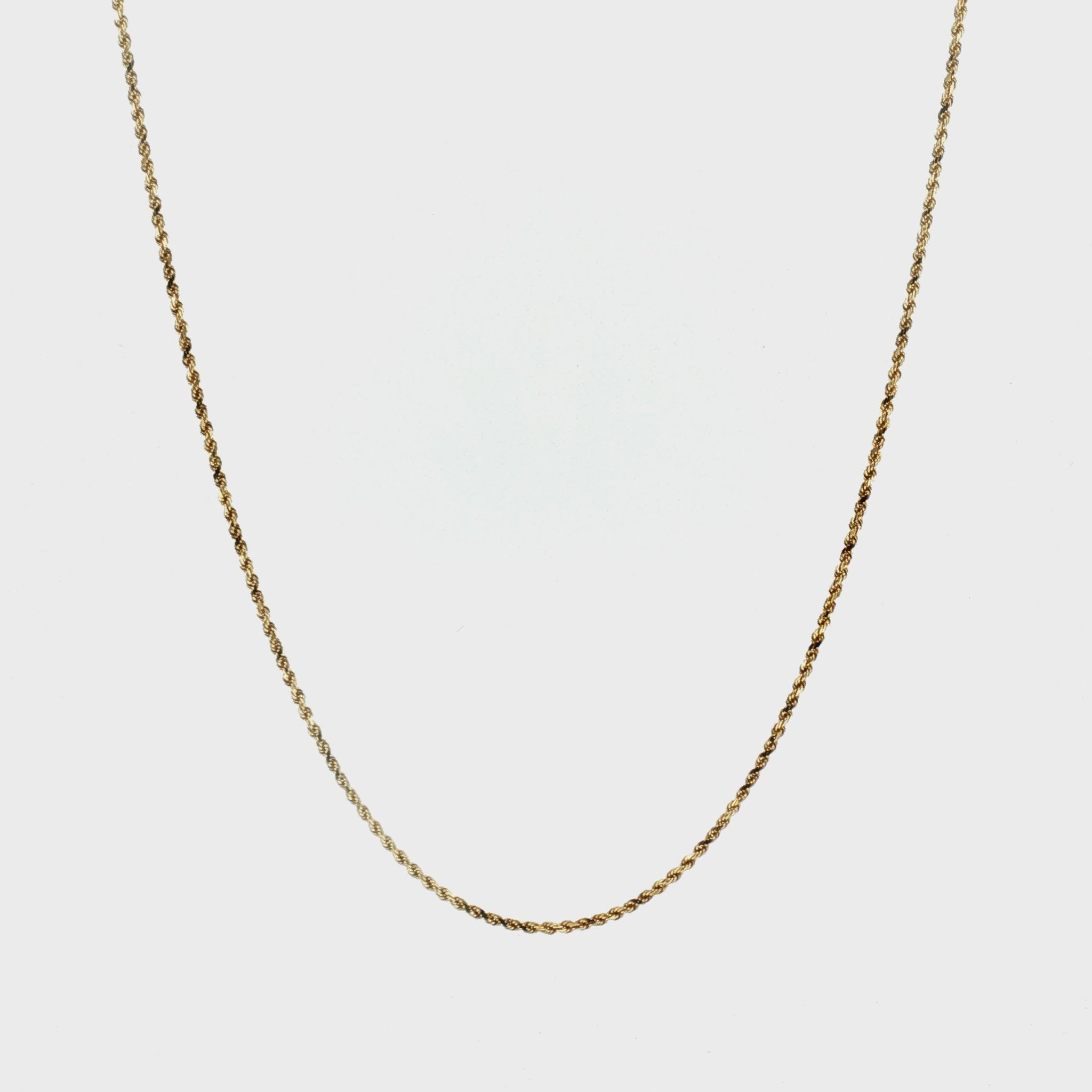 Late 20th-Century 14 Karat Yellow Gold 20" Diamond Cut Rope Chain