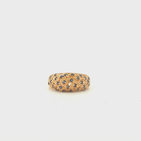 14K Gold Sapphire Leaf Band