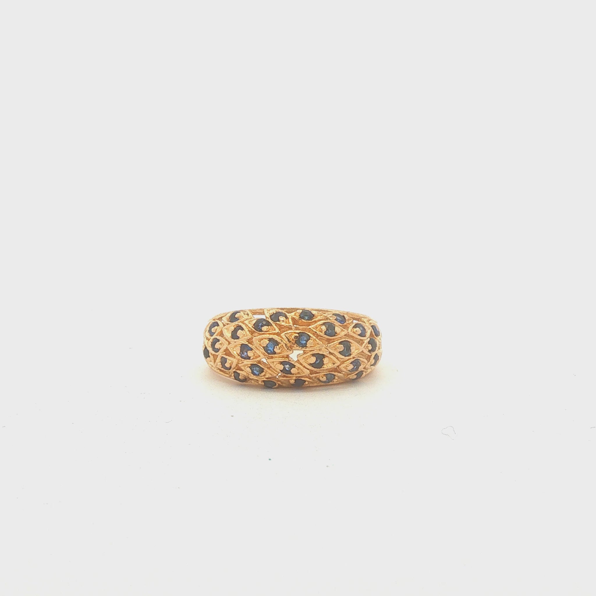 14K Gold Sapphire Leaf Band