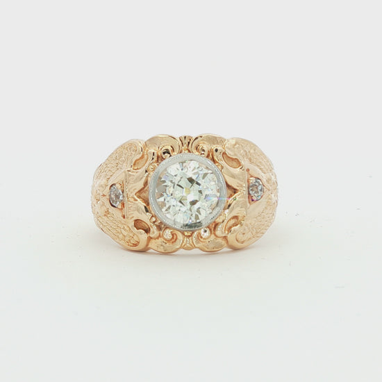 Scottish Rite 1.80 carat Old Euro Cut diamond 14k ring