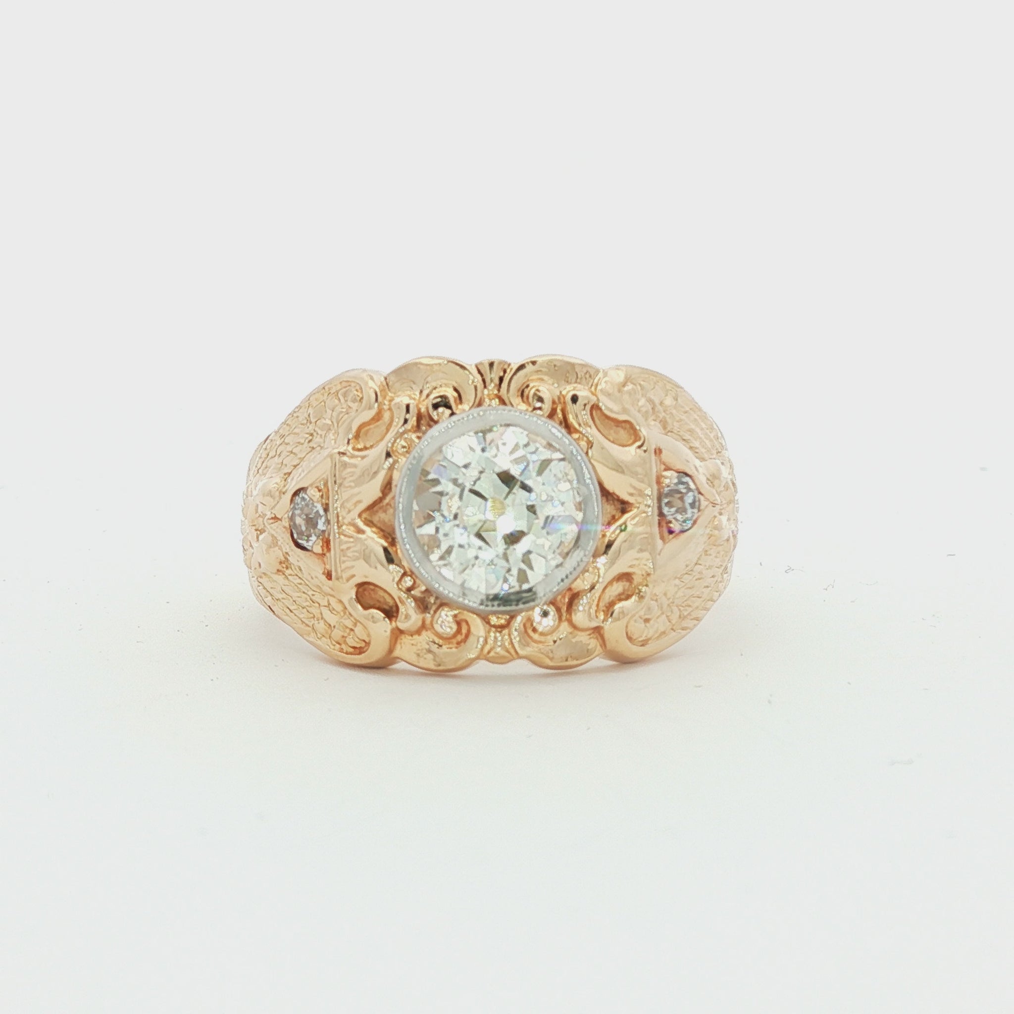 Scottish Rite 1.80 carat Old Euro Cut diamond 14k ring