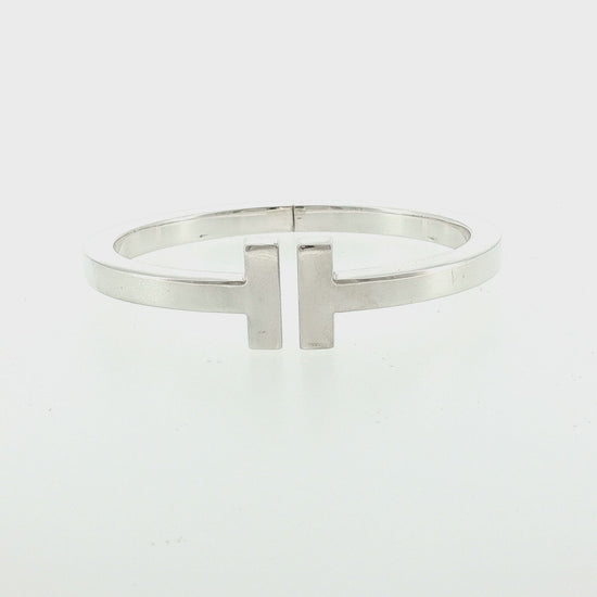 21st-Century Tiffany and Co. Sterling Square T Hinged Bracelet