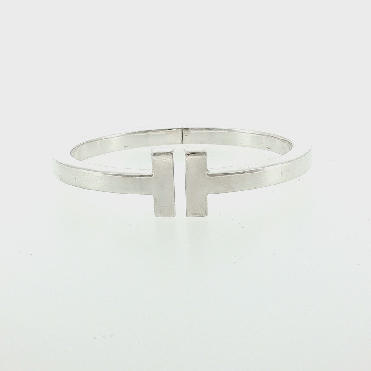 21st-Century Tiffany and Co. Sterling Square T Hinged Bracelet