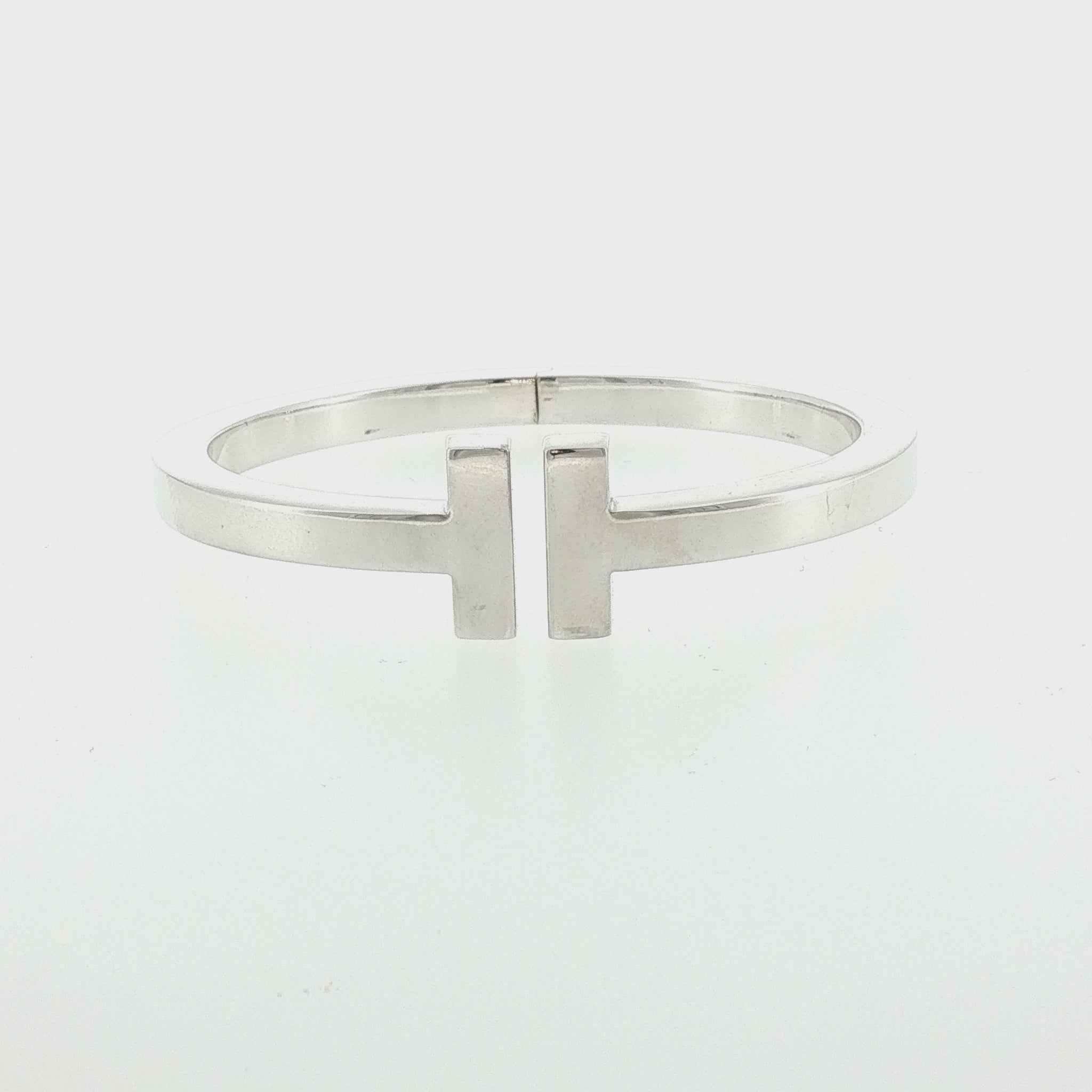 21st-Century Tiffany and Co. Sterling Square T Hinged Bracelet