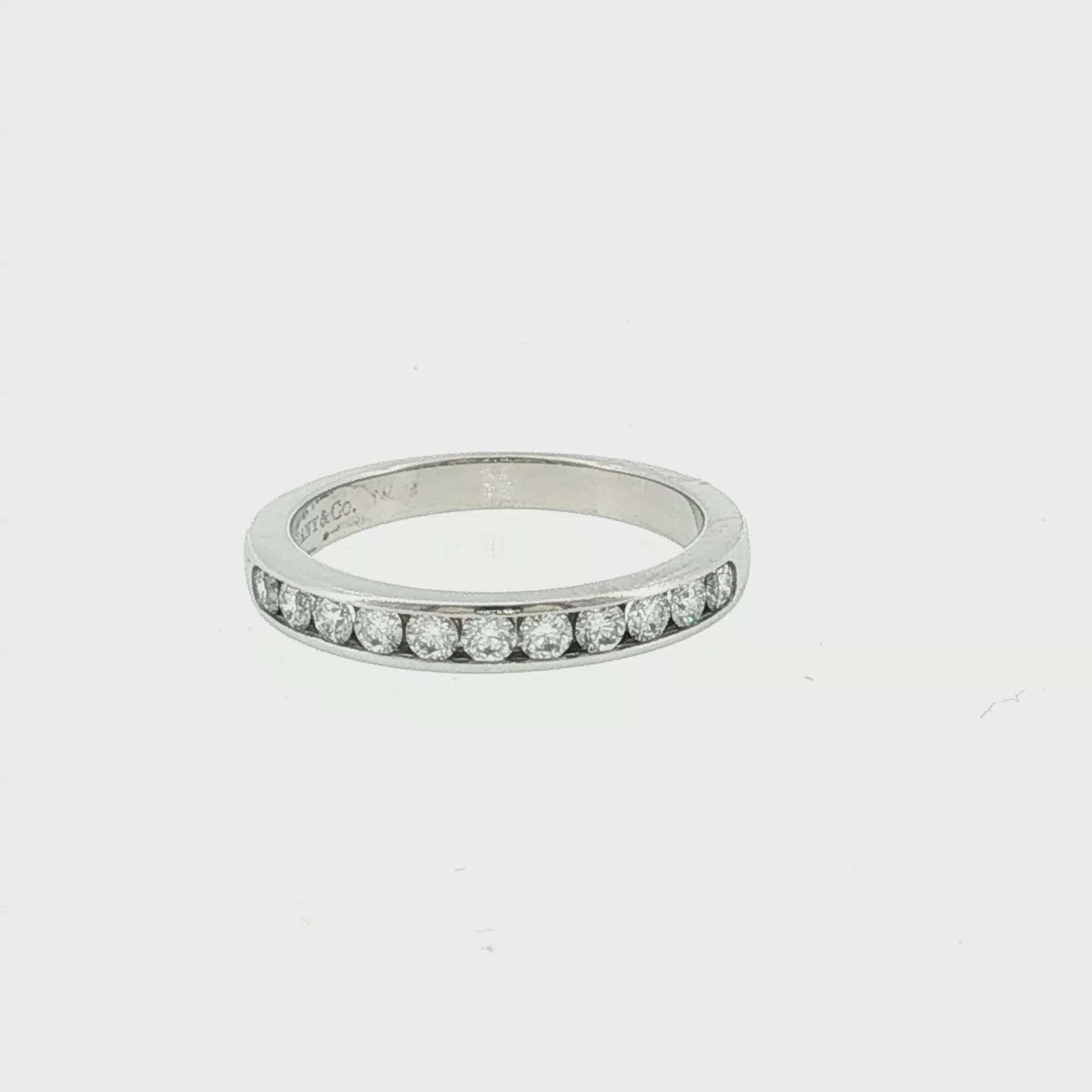Late 20th-Century Platinum Tiffany and Co Natural Diamond Channel Band