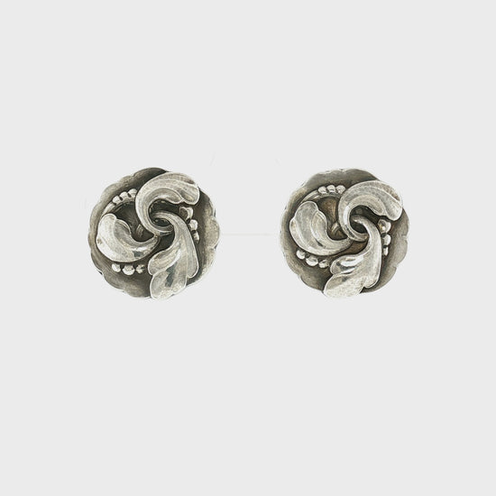 Mid-Century Sterling Georg Jensen #93 Tulip Non-Pierced Earrings