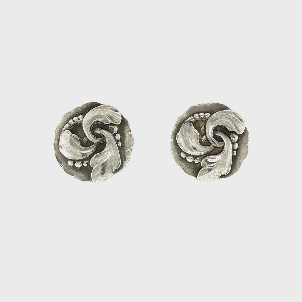 Mid-Century Sterling Georg Jensen #93 Tulip Non-Pierced Earrings