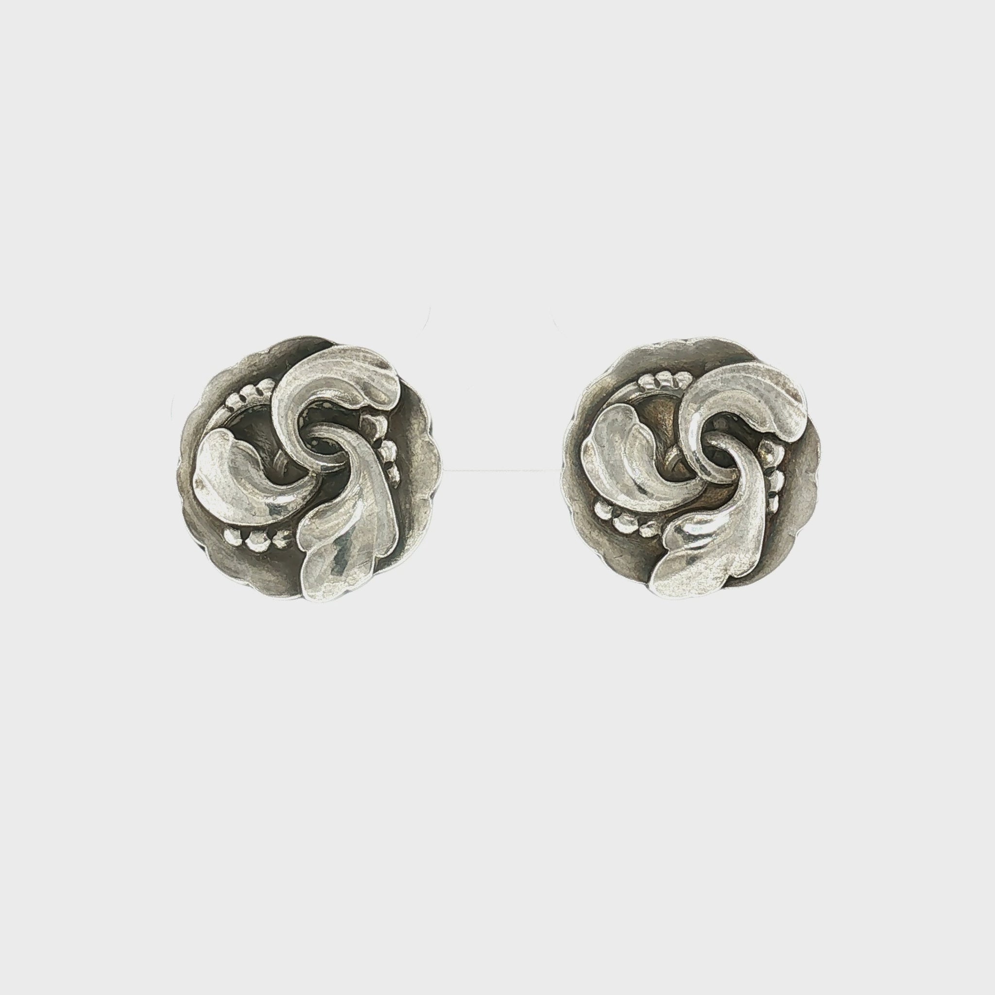 Mid-Century Sterling Georg Jensen #93 Tulip Non-Pierced Earrings