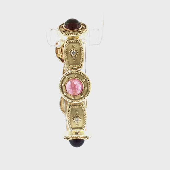 Late 20th Century Byzantine Style Multi-colored gemstone Link Bracelet