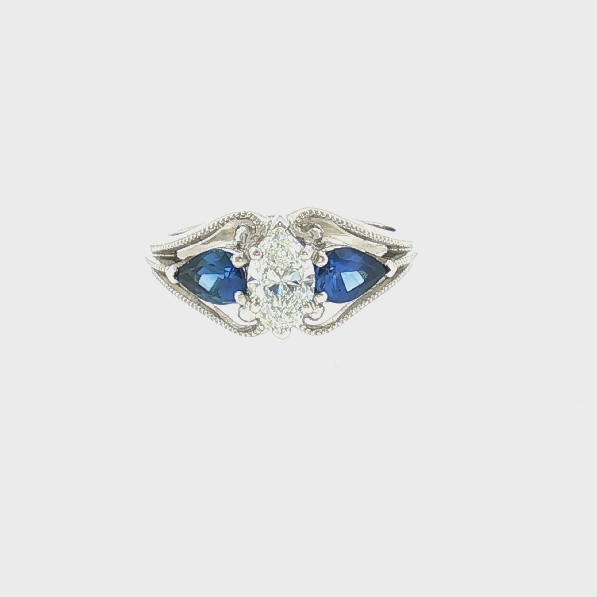 Repurposed .68ct Marquise Natural Diamond Set in a Platinum Vintage Style Ring