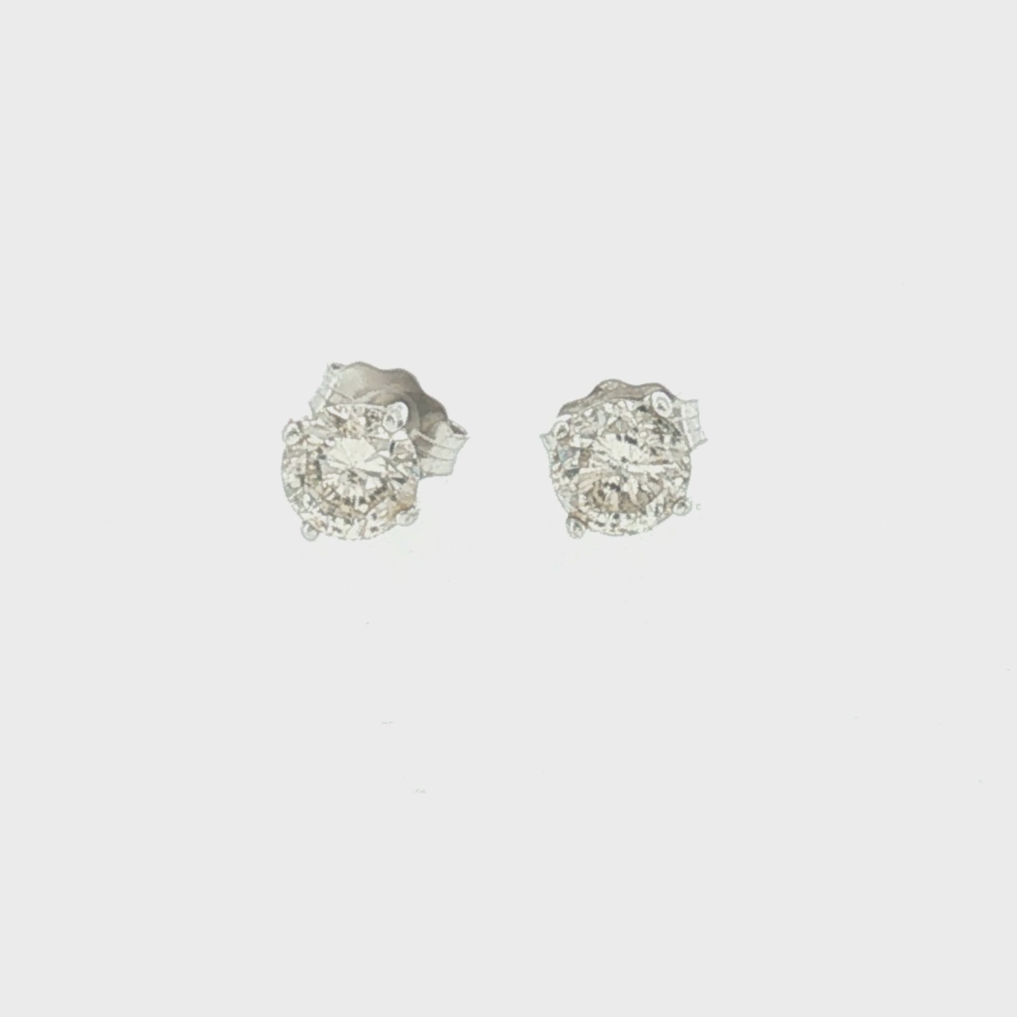 14K White Gold Diamond Earrings 0.75ct Total Weight