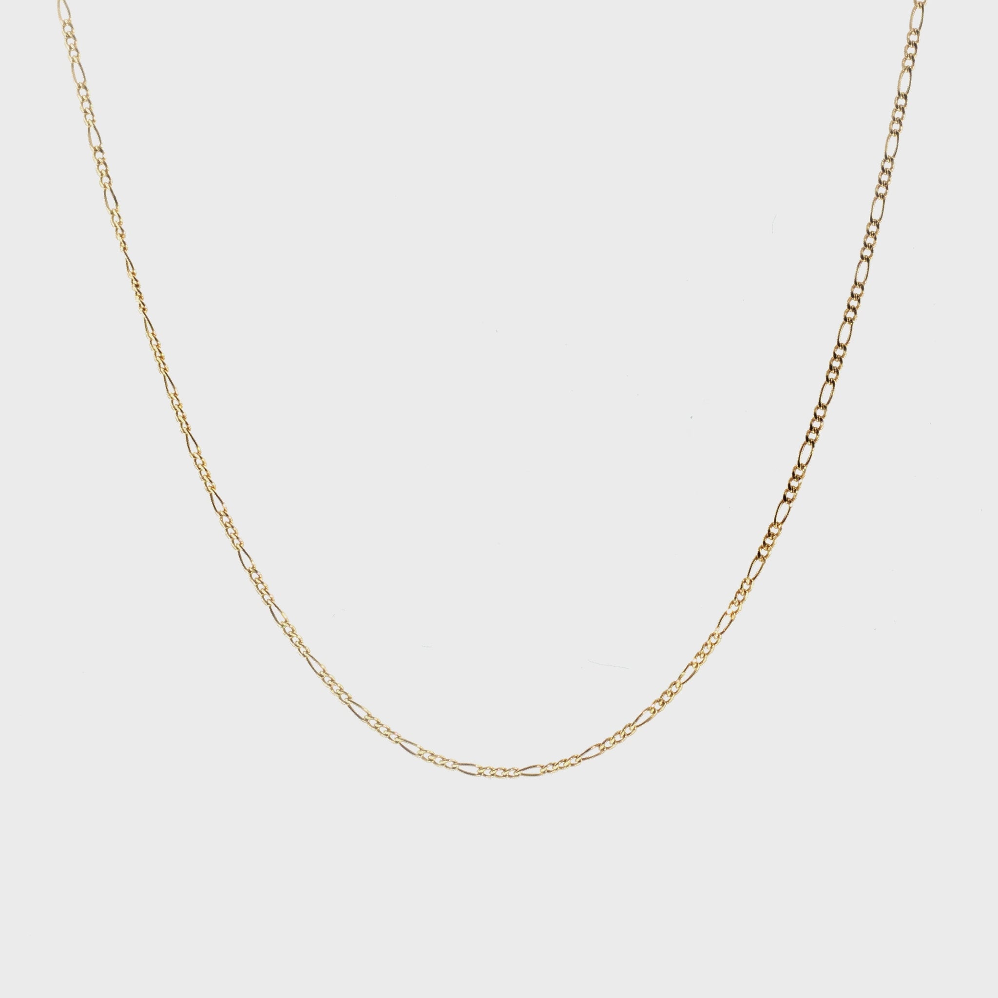Vintage 14k Yellow Gold 18" 2.3mm Figaro Neck Chain