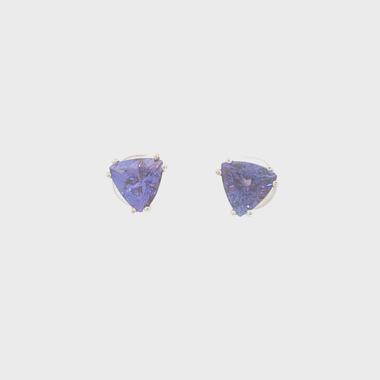 Trillion Cut Tanzanite Stud Earrings