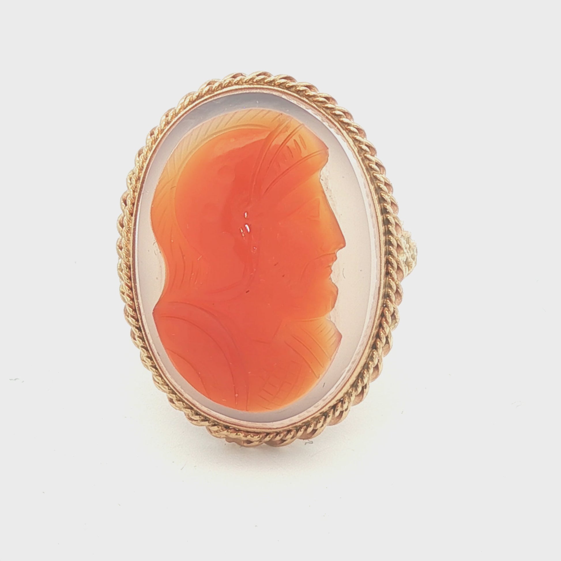 Vintage Hardstone Cameo 14k yellow gold Wire Style Mounting