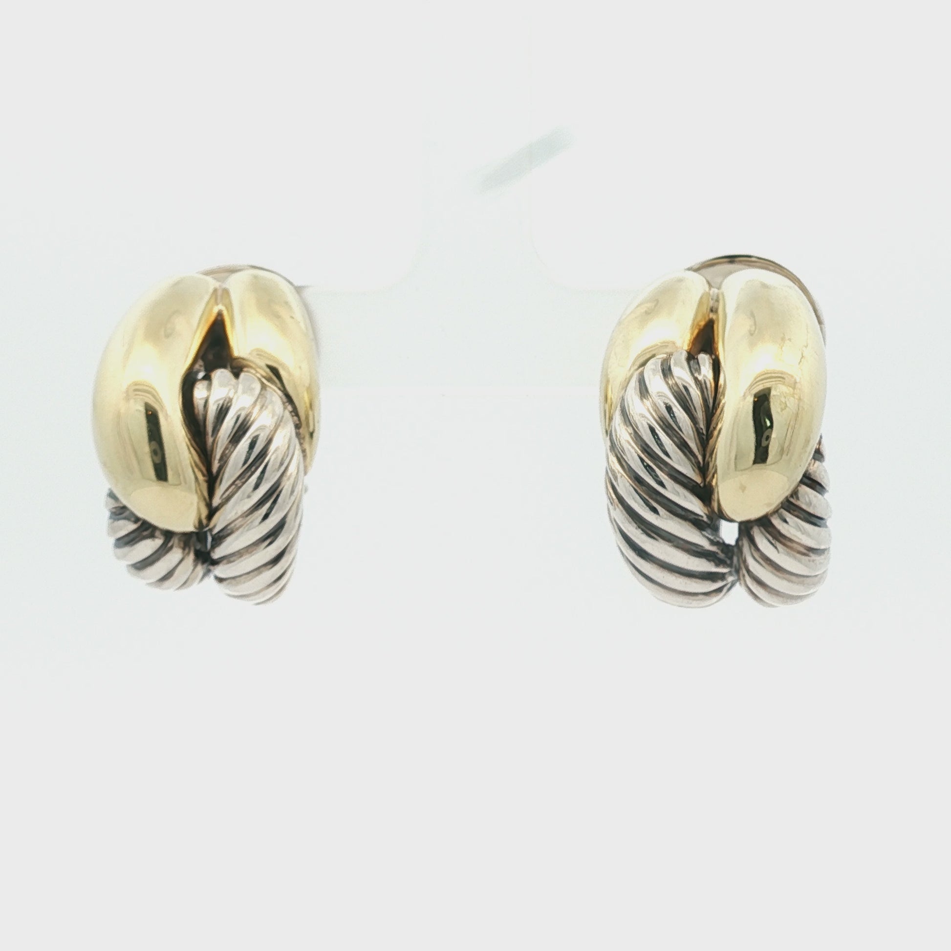 Vintage Yurman Sterling and 14k Labyrinth Cable Knot Earrings